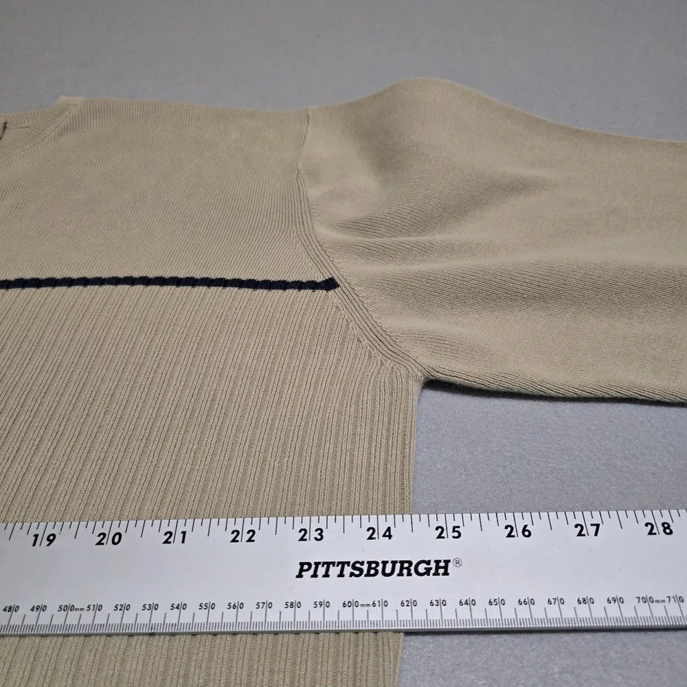 High Sierra Men‎ XL Beige Cotton Sweater V-Neck Vintage Ribbed Striped Australia